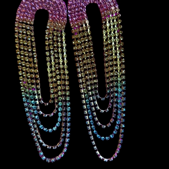 Gorgeous Colorful Ombré Pastel Waterfall Dangle Earrings - NWOT - Picture 3 of 6